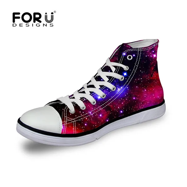 C0162AK FORUDESIGNS/Модная женская повседневная обувь с принтом Галактики, Вулканизированная парусиновая обувь с высоким берцем женская обувь на плоской подошве со шнуровкой для девочек, tenis feminino - Цвет: C0162AK