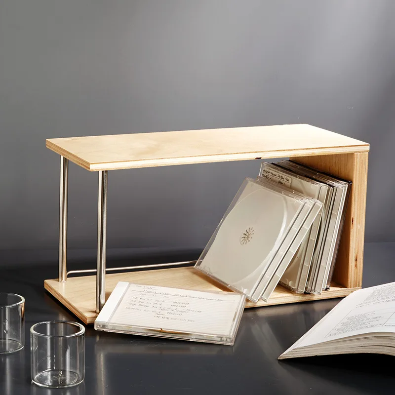 

Library birch multifunctional shelf CD rack discs to receive an adornment
