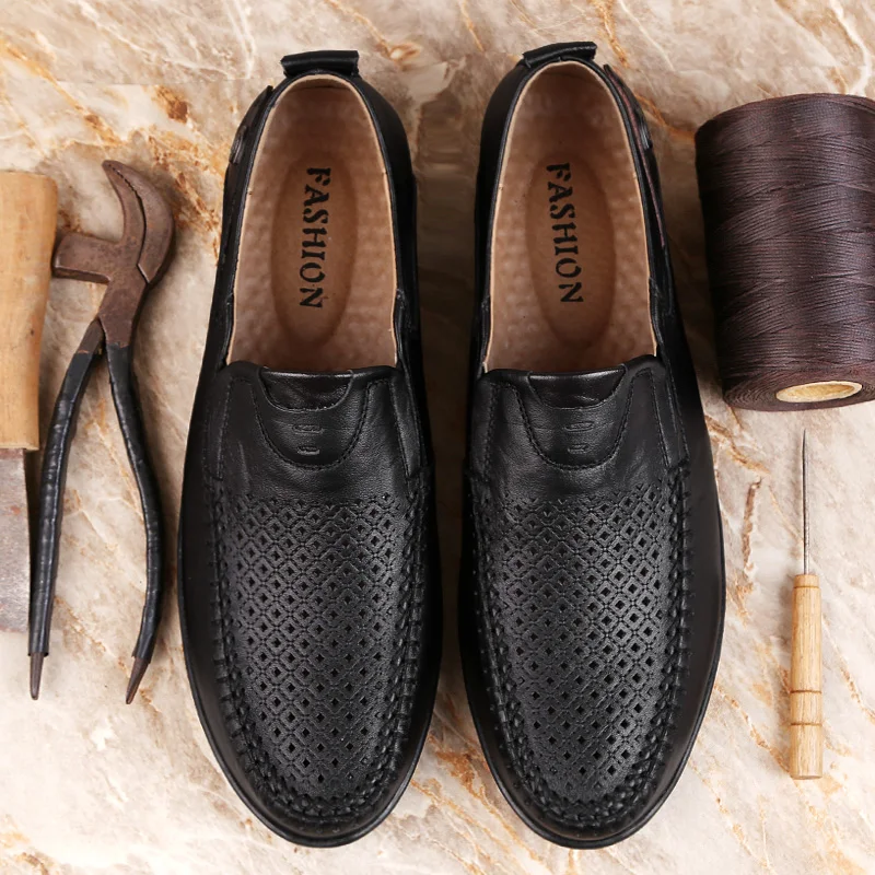 Men Shoes Luxury Brand Genuine Leather Casual Driving Loafers Moccasins Slip on Italian Summer for JKPUDUN | Обувь