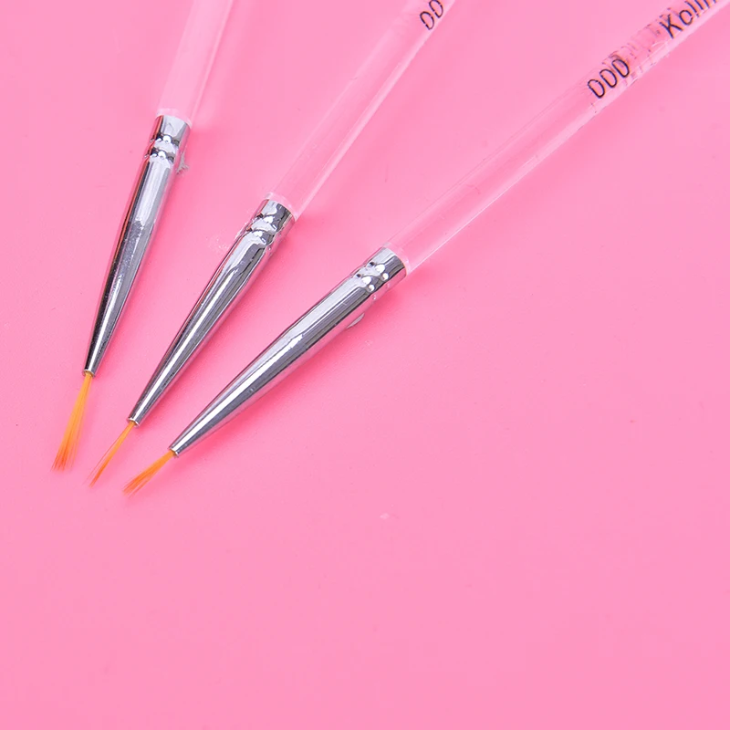 3Pcs/Set Transparent Pen Nail Art Lines Painting Brush 7/9/11mm UV Gel Polish Tips Flower Stripes 3D Manicure Drawing Tool Hot! | Красота и