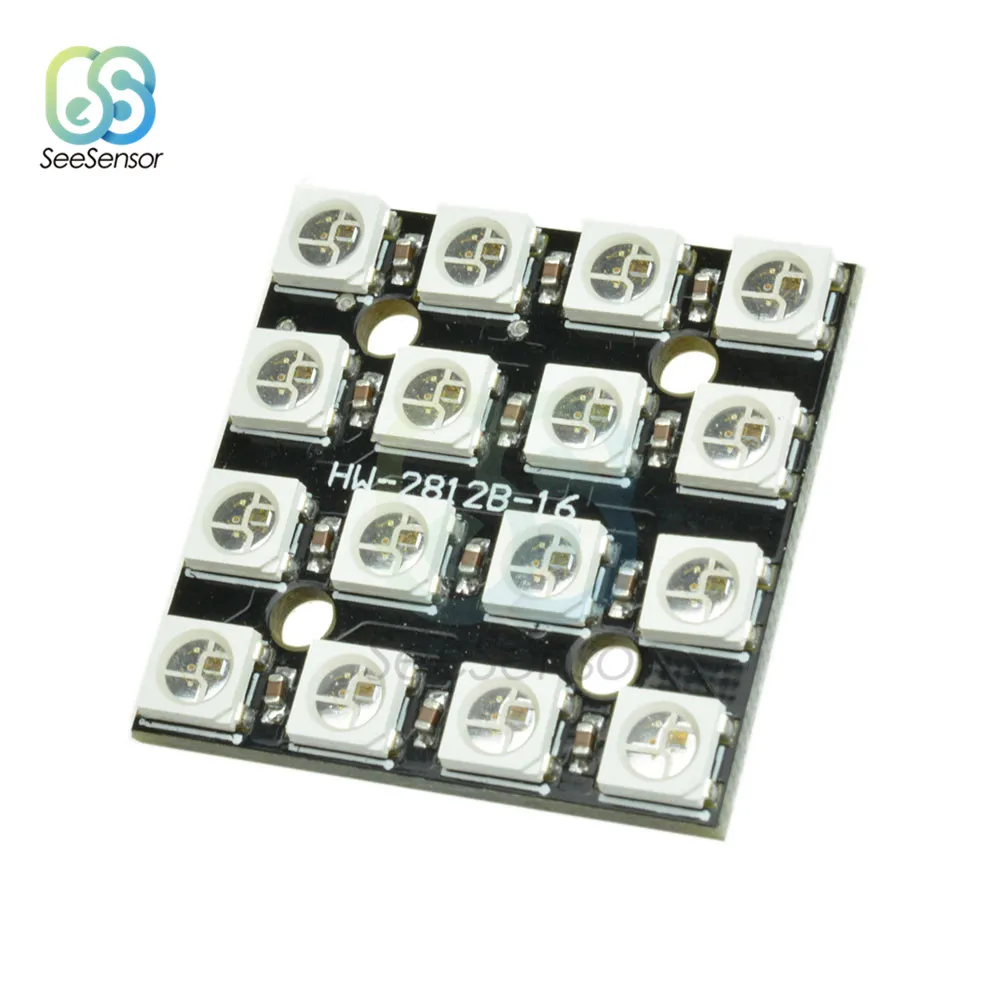 WS2812B RGB светодиодный кольцевая лампа на возраст 3, 4, 7, 8, 12 лет, 16 24 бит модуль полосы светильник с сигналами красного, зеленого и синего цвета с встроенным драйверы 24 X WS2812 5050 для Arduino - Color: 16 Bits Square
