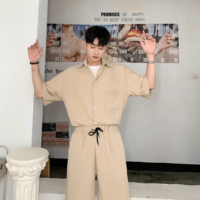 Мужская рубашка с коротким рукавом и шорты на заказ повседневный костюм из двух