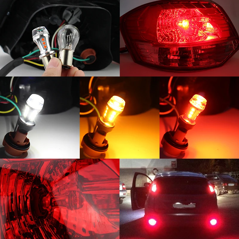 MAXGTRS 2x P21/5 W СВЕТОДИОДНЫЙ Автомобильный BAY15D светодиодный фонарь 1157 Задний сигнал Стоп задний DRL светильник 3030 18 светодиодный smd Желтый Красный 6000K белый