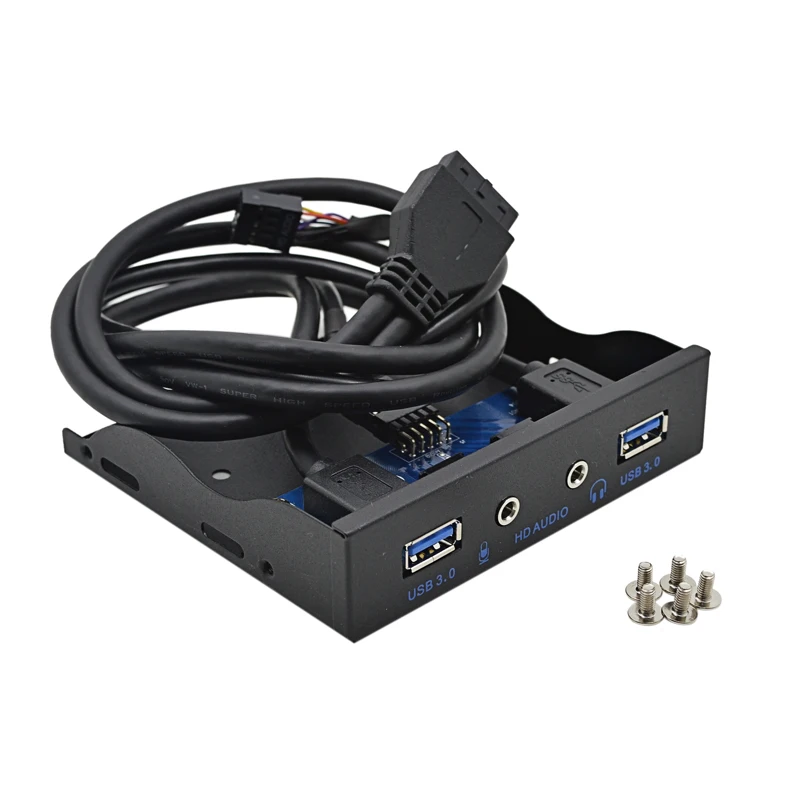 MJTEK 4 порта USB 3,0 концентратор Передняя панель HD аудио 3,5 мм наушники кронштейн для микрофона с 20Pin 10Pin кабель для ПК настольный 3," ячейка для дискет