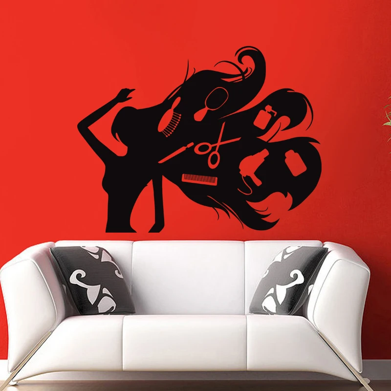 Наклейка для парикмахерской наклейка салона красоты сексуальной девушки