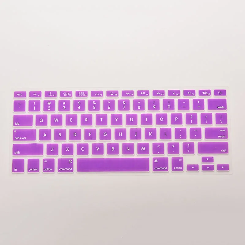 7 ярких цветов силиконовая клавиатура кожного покрытия для Apple Macbook Pro MAC 13 15 17 28,7 см x 11,9 см - Цвет: Фиолетовый