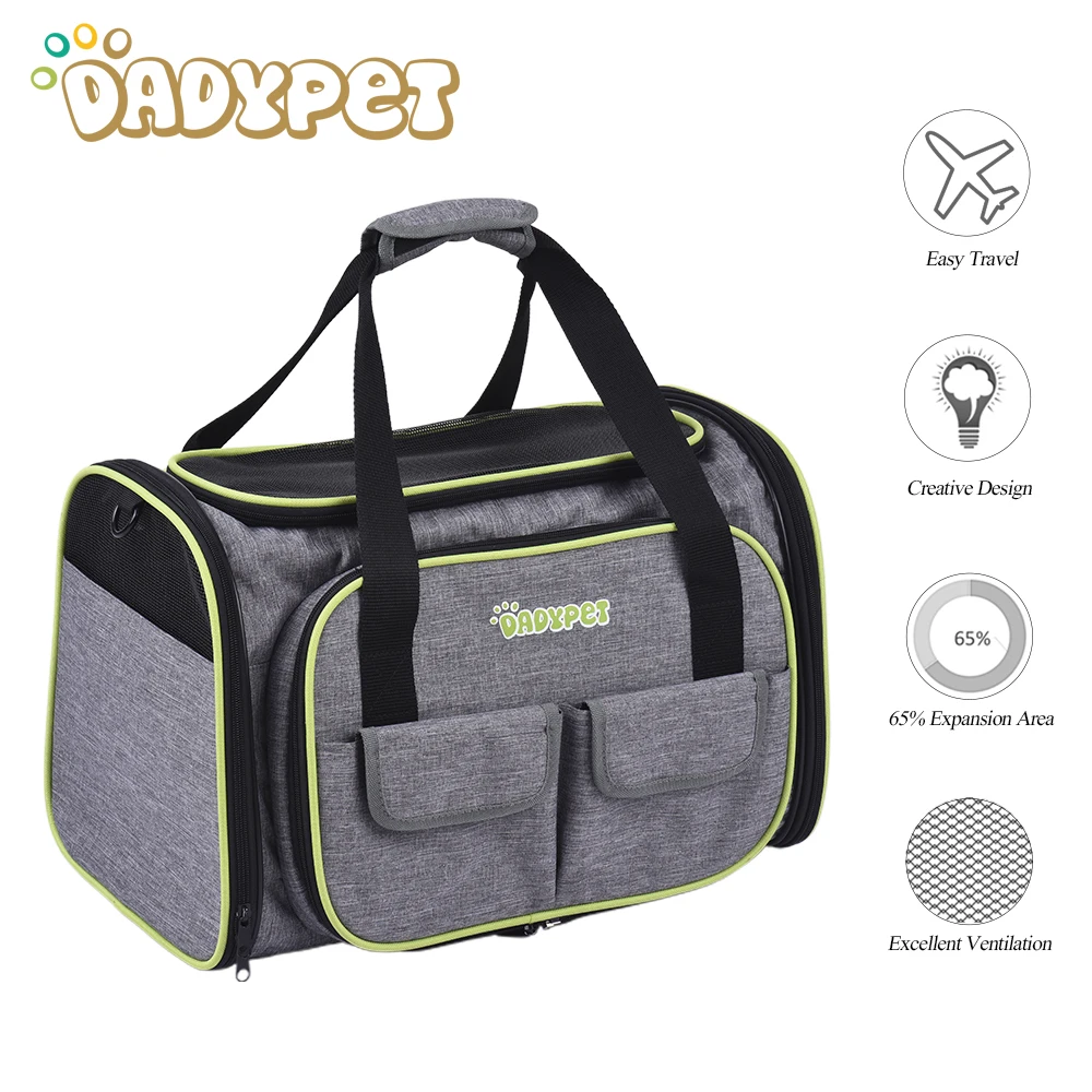 Dadypet расширяемый 600D материал дорожная переноска для домашних животных Мягкая двусторонняя Складная Сумка-переноска для собак кошек с флисовым ковриком большое пространство легко