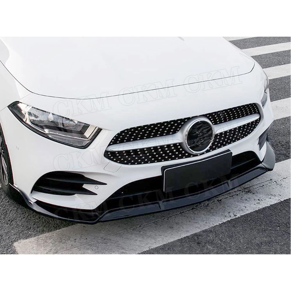 Для W176 ABS черный Передний спойлер сплиттер для Mercedes Benz A класс W176 A200 спортивные 3 шт./компл. головы бампера подбородка