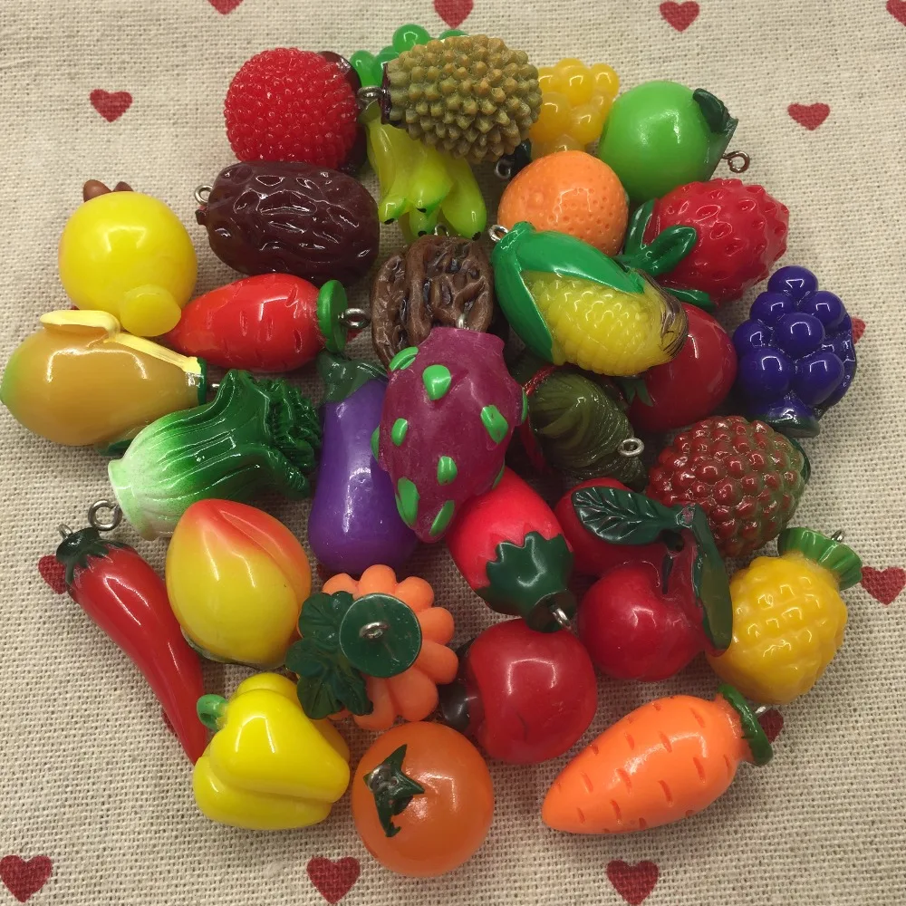 Бесплатная доставка! Set10 30pcs горячие амулеты. Смешанный дизайн. 3D фрукты из смолы и
