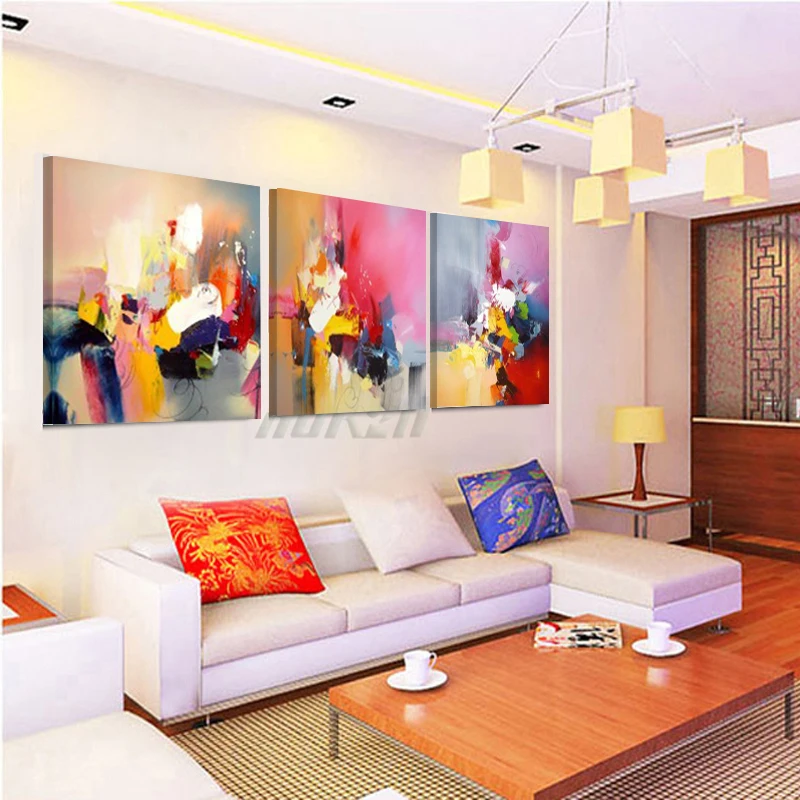 Без рамки Красочный Абстрактный Настенный декор Современная картина маслом на
