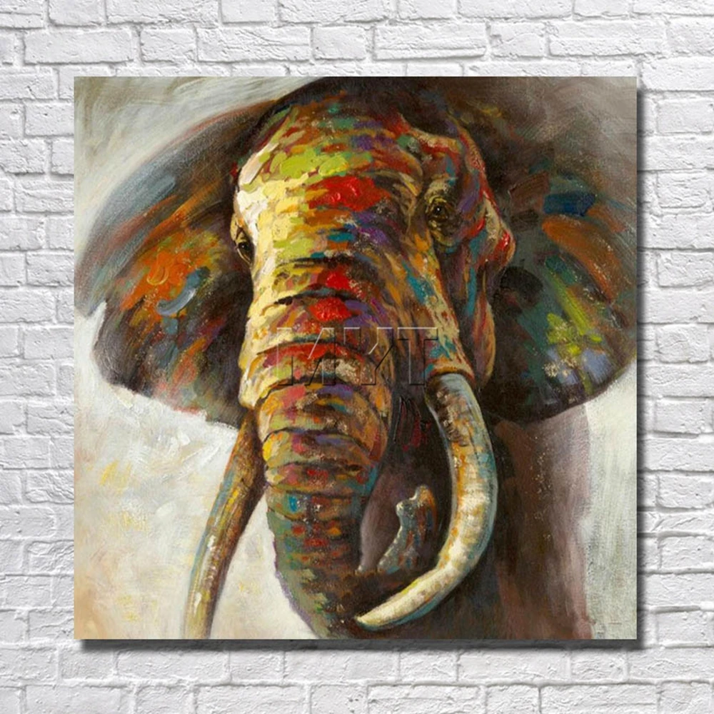 

Canvas Oil Painting Home Decoration Living Room Decor Fine Art Pictures With Framed Painting Ready to Hang Elephant Art