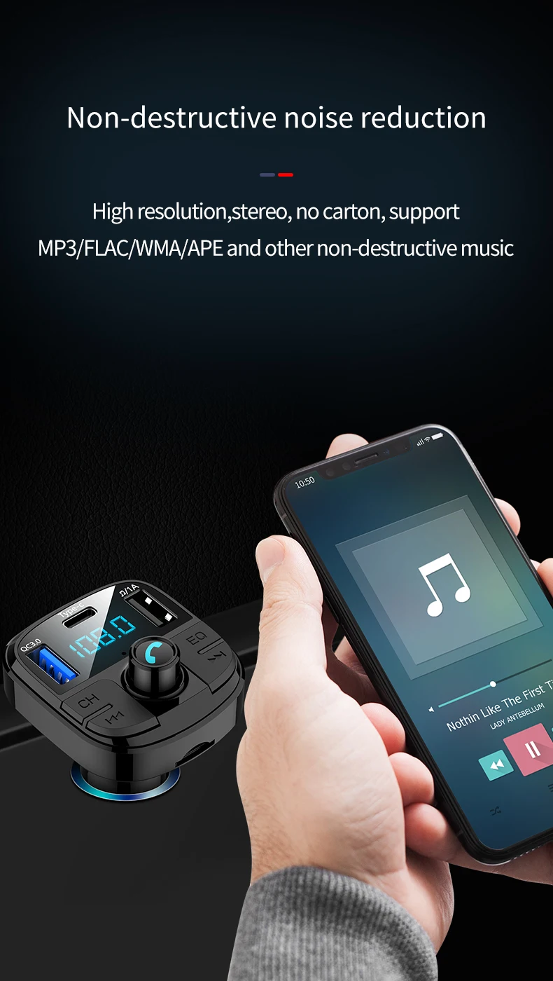 VR робот Bluetooth Handsfree автомобильный комплект беспроводной fm-передатчик EQ Аудио Автомобильный MP3-плеер с QC3.0 Quick Charge+ usb type C