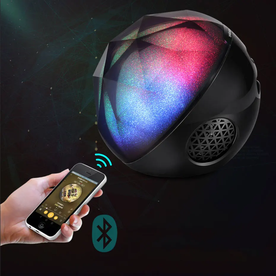 Bluetooth-колонка TRANSCTEGO беспроводная стерео-мини-портативная с поддержкой TF-карты, яркие цветные огни, супербасовый сабвуфер, шаровые динамики.