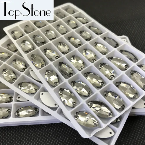 TopStone все размеры цвета Navette пришивные стразы 6x12 7x15 9x18 мм Пришивные стеклянные хрустальные камни