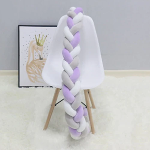 white gray purple 1 м Детская кровать бампер DIY Ручная работа Узловая хлопковая оплетка подушки детские украшения комнаты окружность кровати вокруг защиты - Цвет: white gray purple