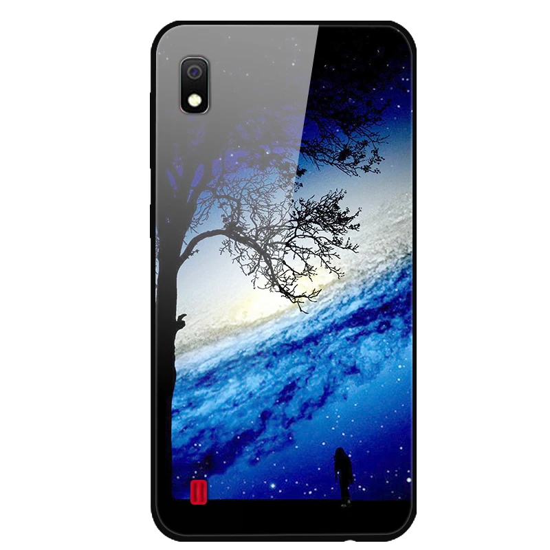 Для samsung A10 чехол закаленное Стекло планета Космос крышка Стекло задняя крышка чехол для samsung Galaxy A10 10 A105 A105F корпус под плетенную сумку крышка
