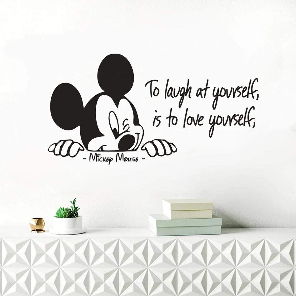 Виниловая наклейка на стену с цитатой Микки Мауса декор детской комнаты