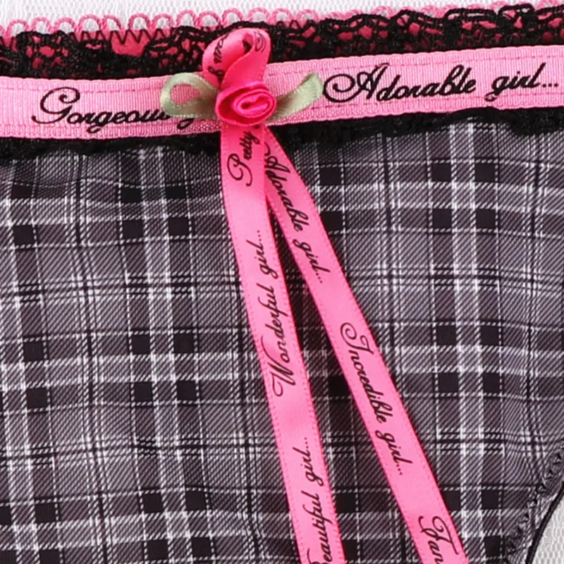 1 шт. сексуальные женские стринги клетчатые кружевные полосатые трусики бикини