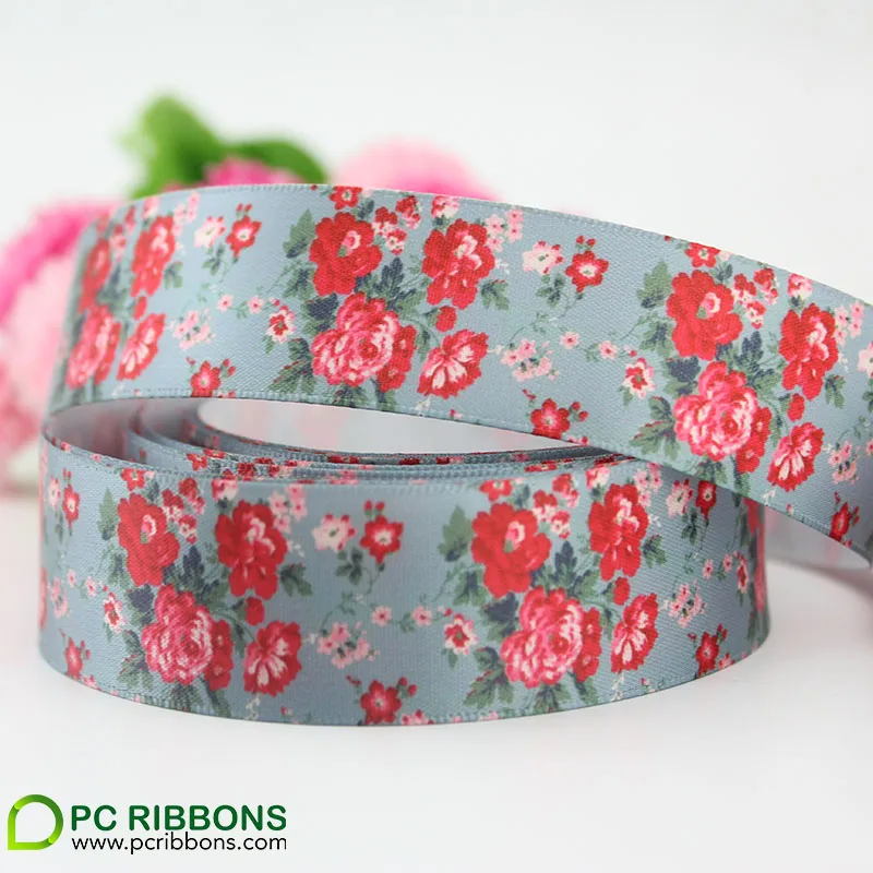Красочные цветочные печатных атласной лентой красивый цветок печатные ленты