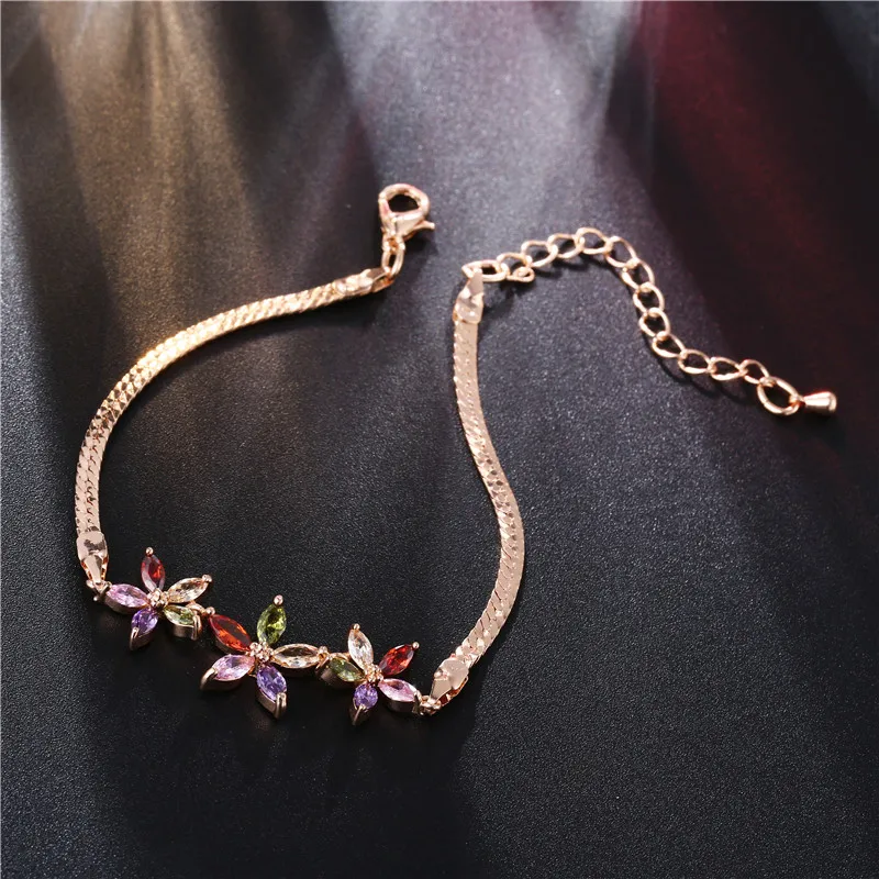 FYM абсолютно новый роскошный золотой цвет растительный браслет с цветным