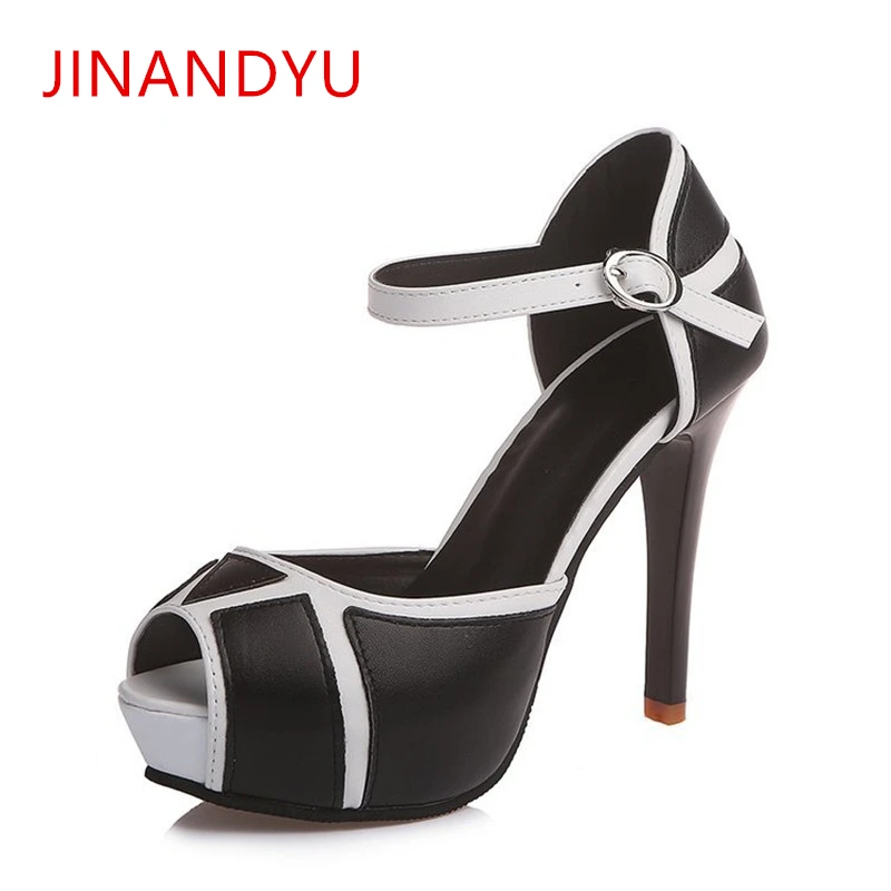 

Stilettos Ladies High Heel Sandals Peep Toe Platform Sandal Color Collision Patchwork Highheels 2019 Fashion Gladiators Footwear