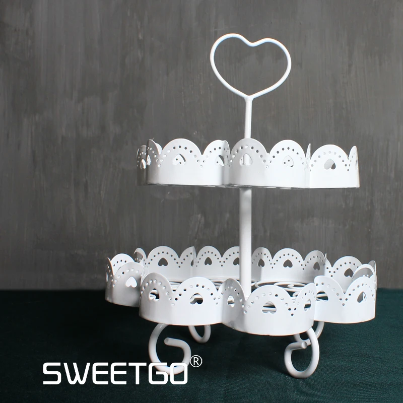 Cake Wedding IRON Heart Tray White Hollow Out Lace Dessert Frame | Дом и сад