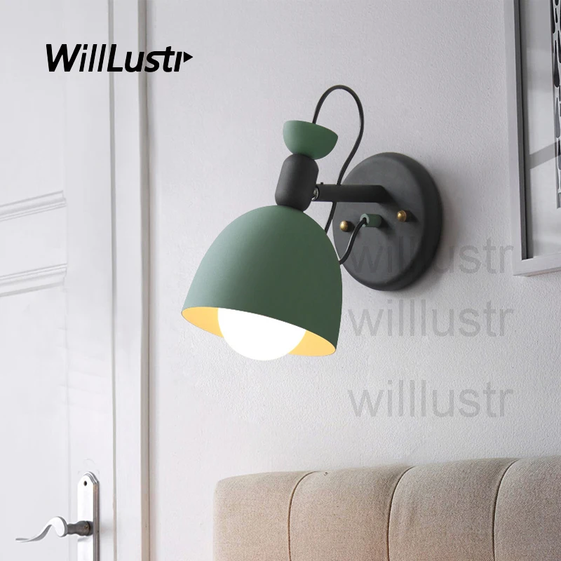 

Willlustr iron wall sconce metal wall lamp modern colorful lighting matt white black hotel restaurant cafe bar bedside light