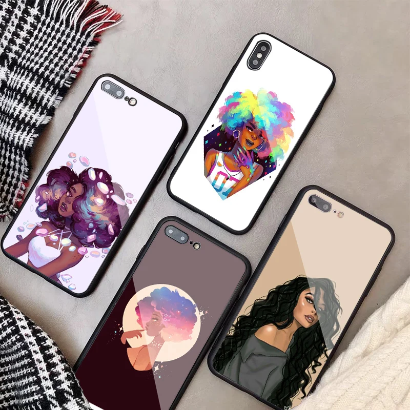 Милый в африканском стиле девушка чехол для телефона из закаленного стекла iPhone X