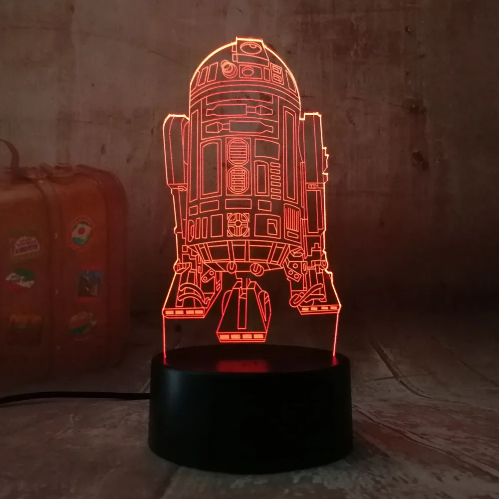 Звездные войны R2D2 военный корабль 3D Лава Ночной светильник сенсорный 7 цветов