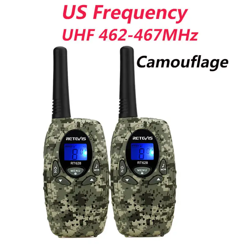 Camouflage US Freq 2 шт. RETEVIS RT628 Мини Портативная рация для детей радио 0,5 Вт PMR UHF частота, переносной радиоприемник, Портативная радиостанция, рождественский подарок - Цвет: Camouflage US Freq