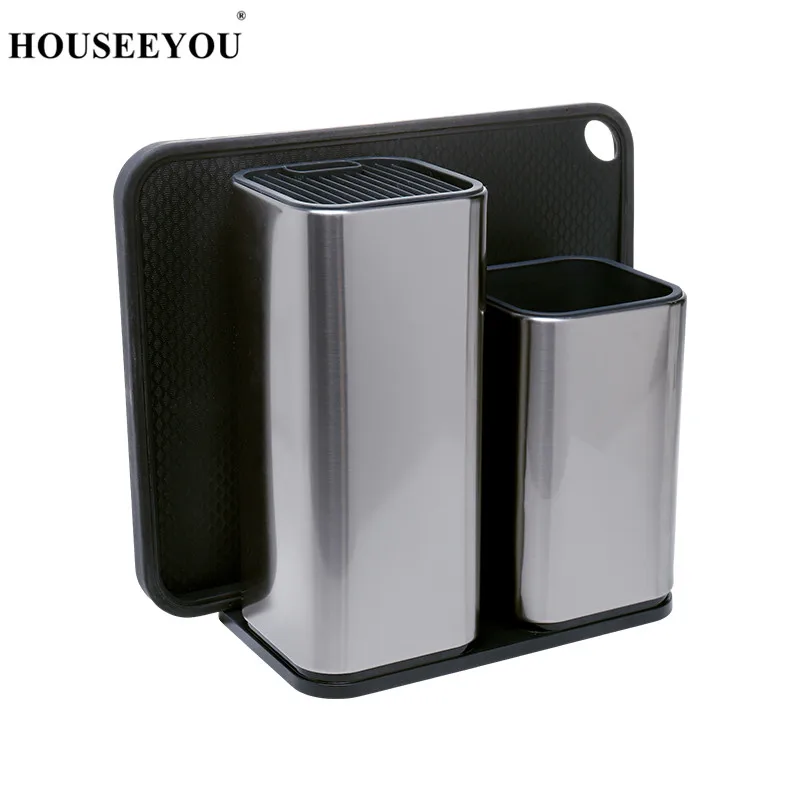 HOUSEEYOU кухонный держатель для ножей из нержавеющей стали с разделочной доской