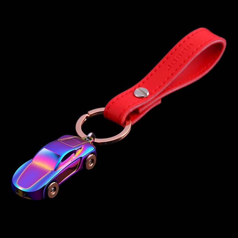 Multi-color Jobon пользовательский брелок с надписями светодиодный свет брелки настраиваемый подарок для автомобиля брелок кожаный веревочный держатель подвеска из цинкового сплава - Цвет: Multi-color
