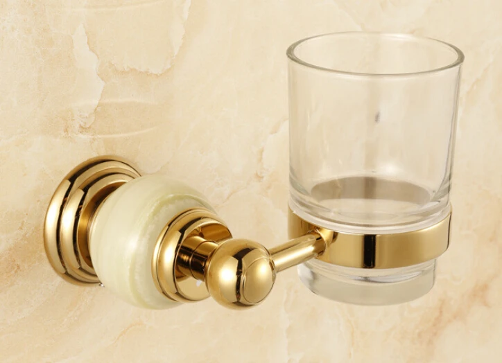 Камень + латунь стекло аксессуары для ванной комнаты золотые одиночные держатели