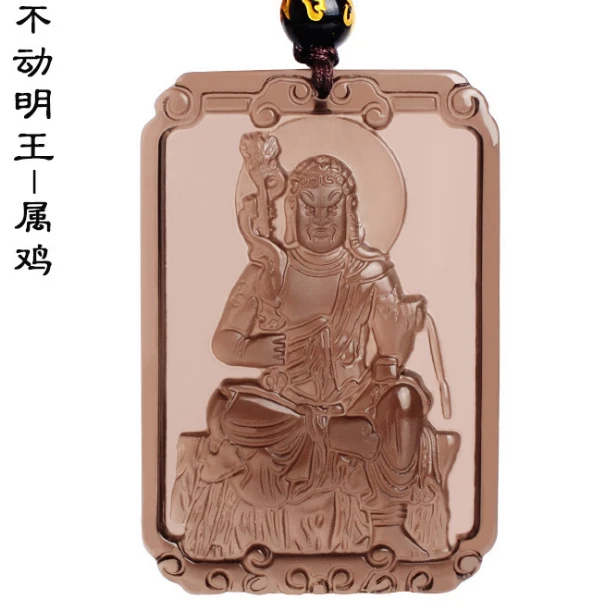 

Natural Ice Obsidian Lucky Amulet Pendant Necklace Carving Natal Buddha Eight Patron Saint Chinese Twelve Zodiac Jewelry