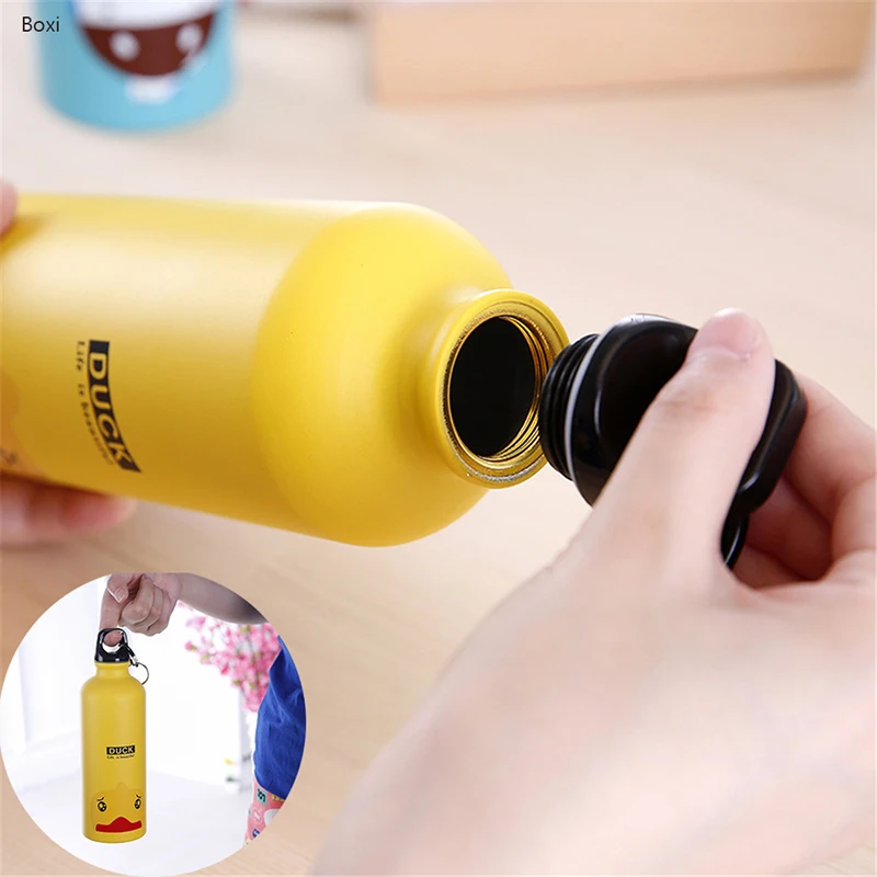 500 ML Cute Kids Drink Bottle Portable Stainless Steel Water Bottles Bpa Free For Kids Outdoor Travel With Hook Lid Sport Bottle