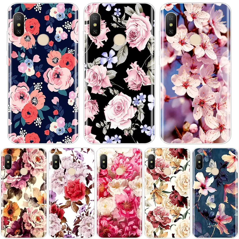 

Cute Flowers Phone Case For Redmi S2 6A 5 Plus 4A Xiaomi Pocophone F1 redmi Note 4 4X 5 5A 6 Pro Prime Silicone TPU Back Cover