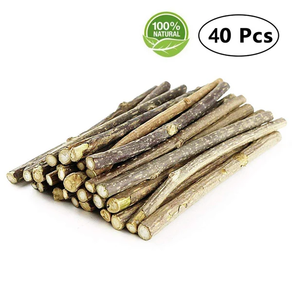 40pcs Кошачья мята палочки для чистки зубов жевательная игрушка для кошек натуральный мататаби актинидия Серебряная лоза стоматологические лакомства молярные палочки - Цвет: 40pcs