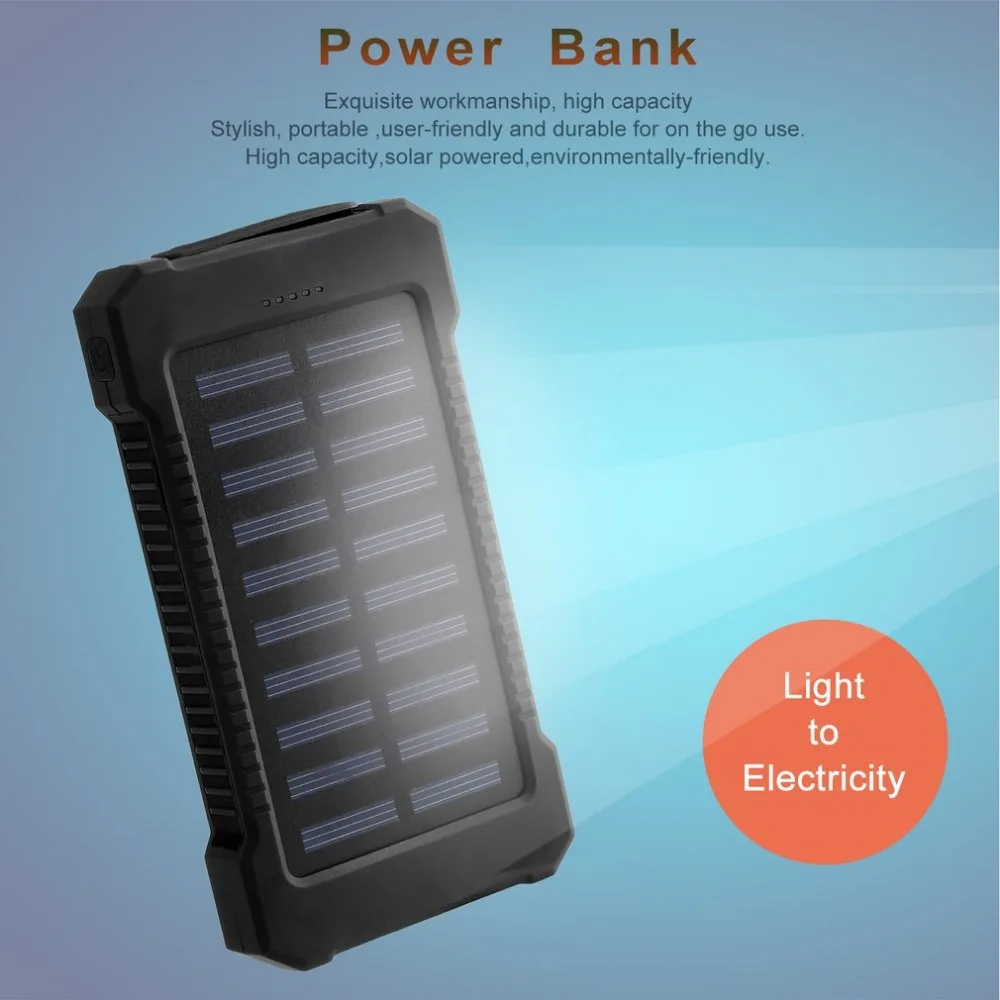 20000 мАч power Bank Wopow Солнечная портативная зарядка bank Водонепроницаемый двойной USB