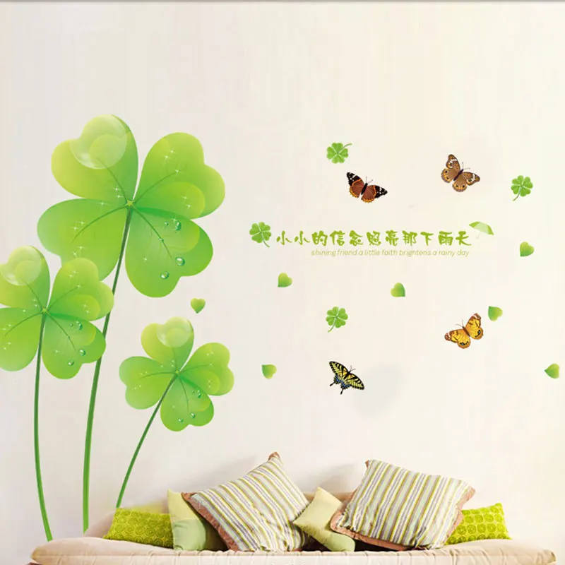 

The living room TV wall warm bedroom decoration stickers can remove the fifth generation of fresh clover