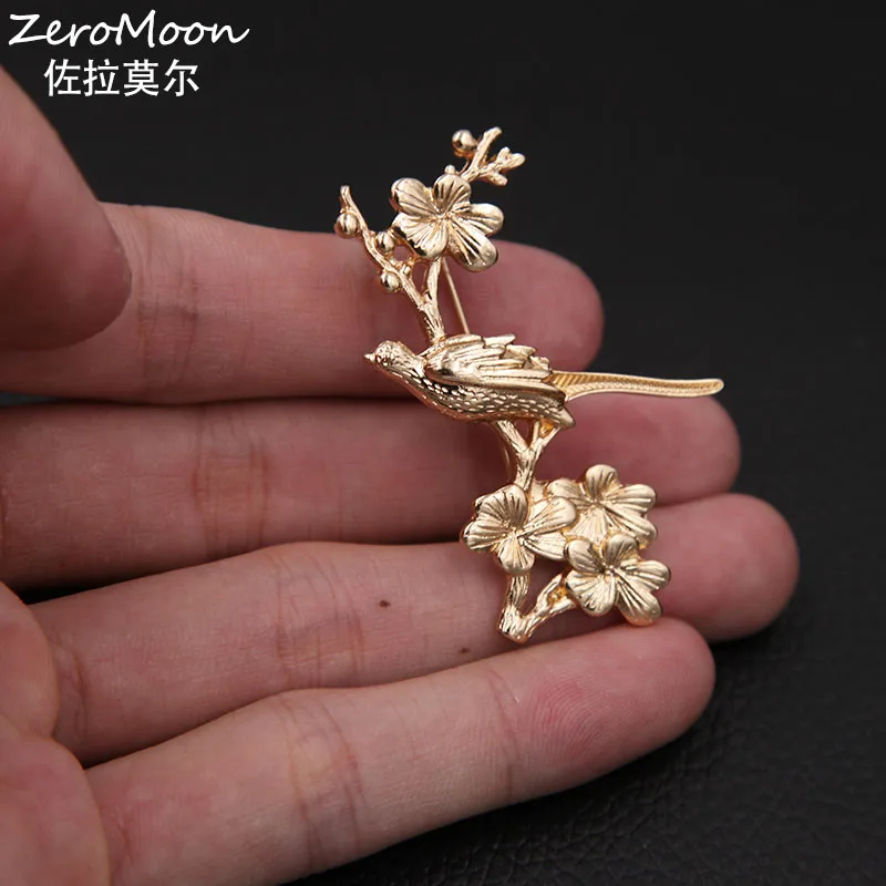 Броши-птицы украшения моды аксессуары простой стиль металлические цветы сливового цвета мужчины женщины подарки ZeroMoon on.