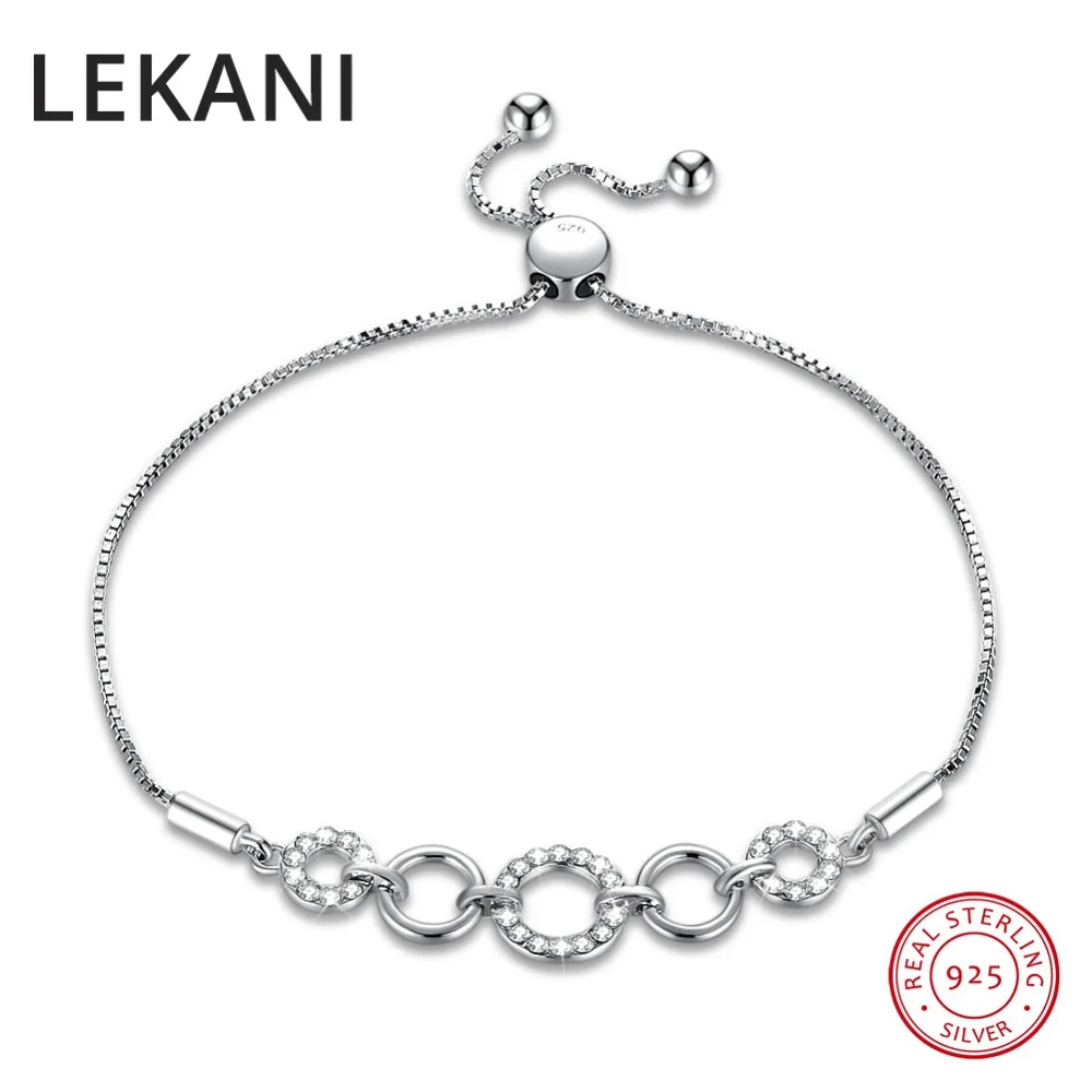 Женский браслет с кристаллами Swarovski LEKANI модный из натурального серебра 925 пробы