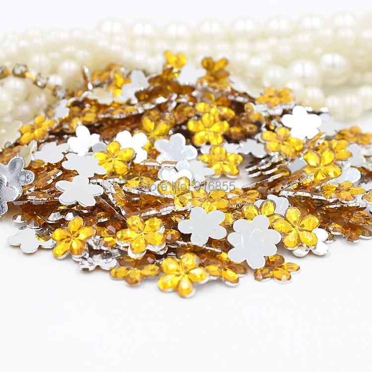 Бесплатная доставка 10 мм 200 шт. золотой цвет в форме сливы акриловые стразы с