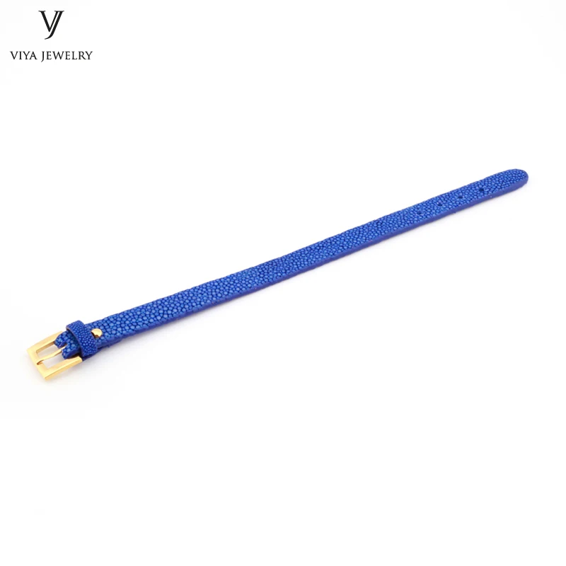 Blue gold clasp 10 мм ширина Блестящий Фиолетовый Плоский Кожаный Браслет-манжета для пары роскошный индивидуальный разноцветный ремешок для часов ската браслет для женщин - Окраска металла: Blue gold clasp