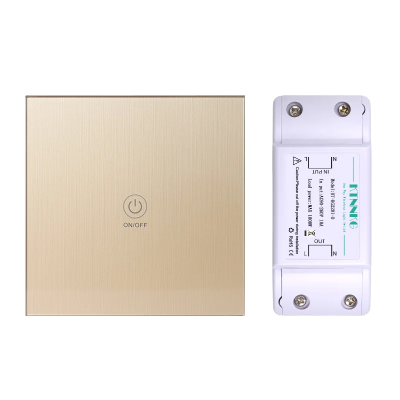 gold 433 МГц AC110V 220 В 1 способ 1 комплект умный светильник переключатель комплект пульт дистанционного управления релейный приемник Сенсорная панель закаленное стекло 86 Сенсорный пульт - Цвет: gold