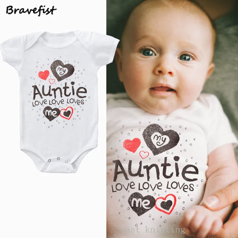Белые боди для новорожденных с надписью My Auntie Loves Me летние комбинезоны мальчиков