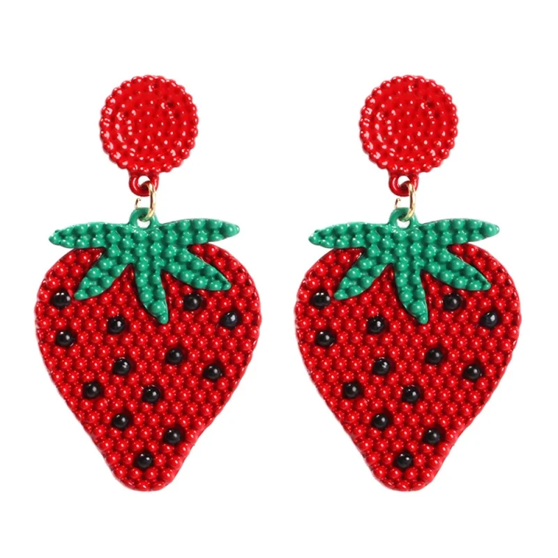 Lalynnlys Cute Cherry Watermelon Pineapple Drop Earrings New Fashion Rhinestone Fruit Dangle Earrings Ear Accessories Hot E60491 - Окраска металла: 7