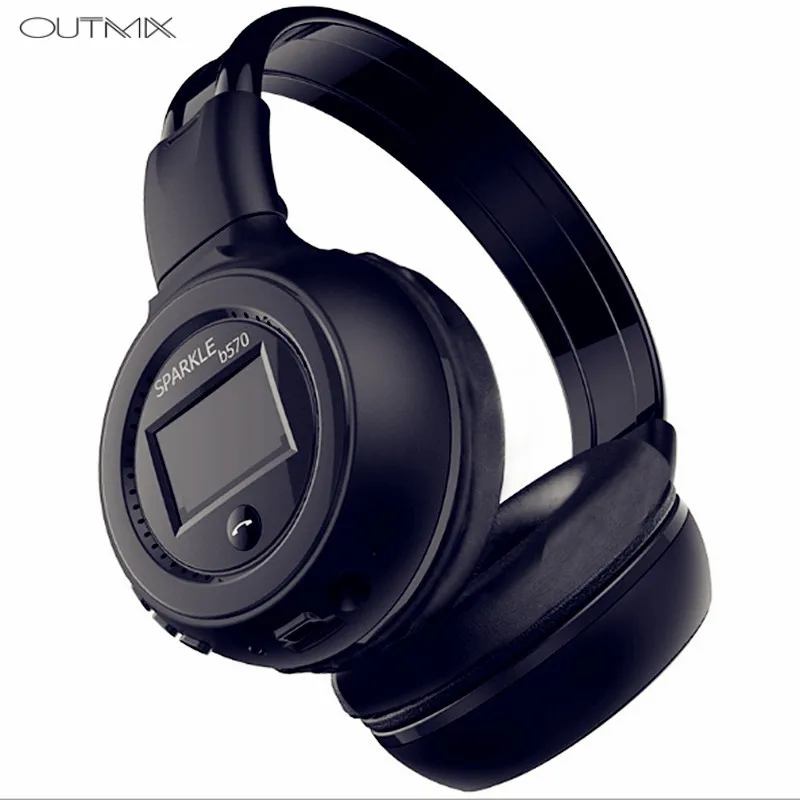 Black OUTMIX B570 активные шумоподавления Hi-Fi стерео Bluetooth наушники Беспроводная гарнитура с микрофоном FM радио Micro SD карта воспроизведения - Цвет: Black