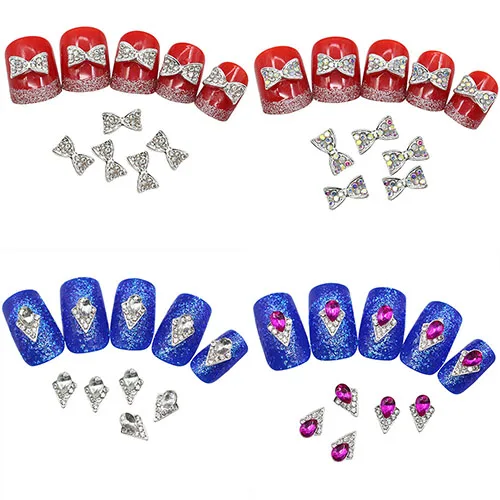 2015 Fashion 10Pcs Alloy Faux Pearl Nail Art 3D Colorful Bowknot Studs DIY Manicure Decoration | Красота и здоровье