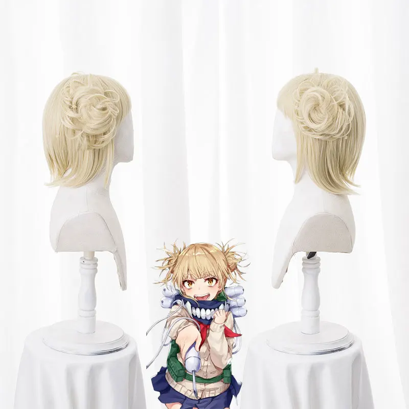 My Boku no Hero Academia Akademia Himiko Toga Short Light Blonde Ponytails Heat Resistant Cosplay Costume Wig+Cap |