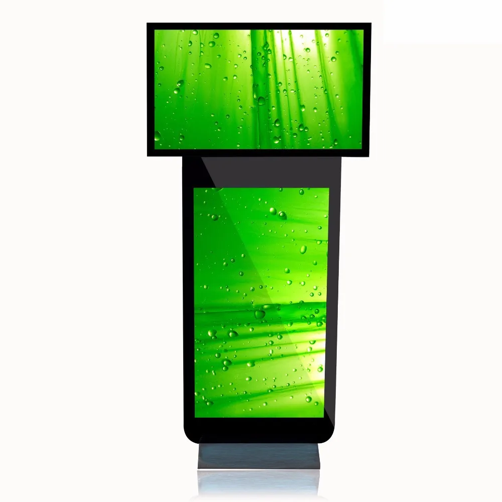 4" /55" дюймовый аэропорт двойной экран lcd автономный цифровой вывеска(42-дюймовый сенсорный ЖК-экран киоск+ 55-дюймовый ЖК-медиаплеер